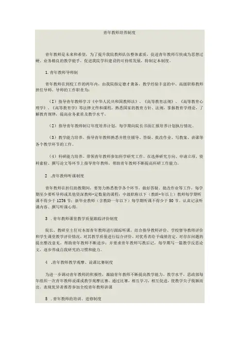 高校、大学青年教师培养制度