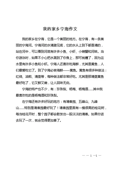 我的家乡宁海作文
