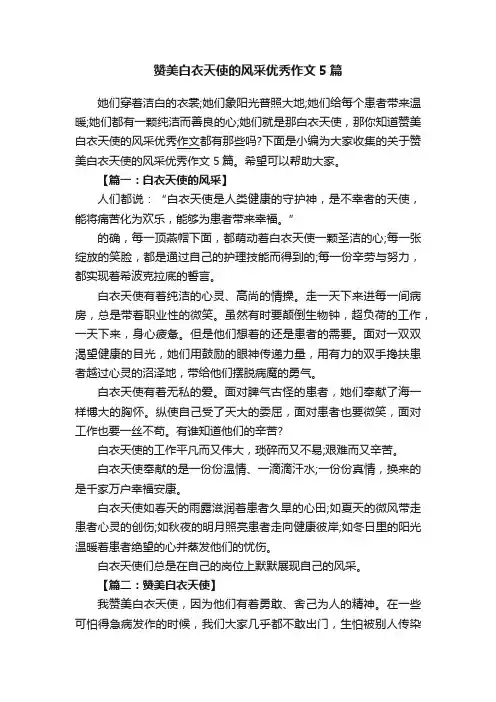 赞美白衣天使的风采优秀作文5篇