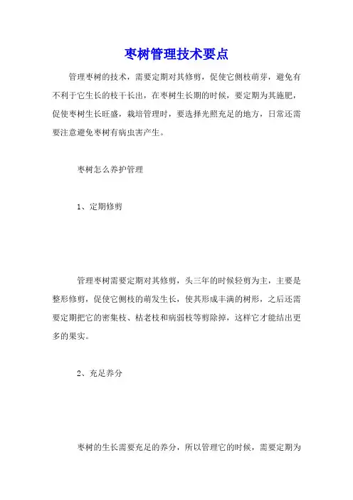 枣树管理技术要点