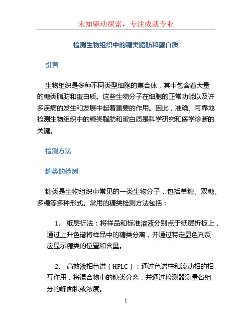检测生物组织中的糖类脂肪和蛋白质