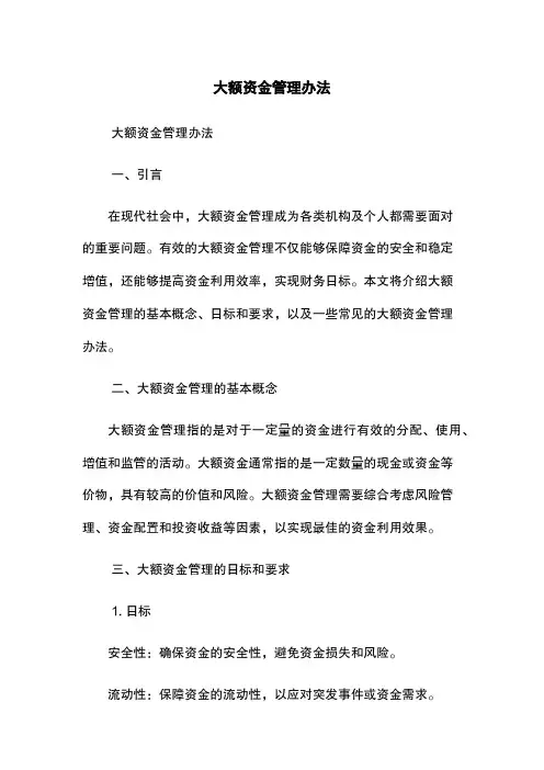 大额资金管理办法