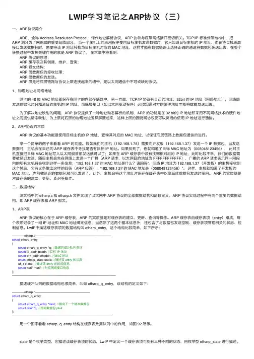 LWIP学习笔记之ARP协议（三）