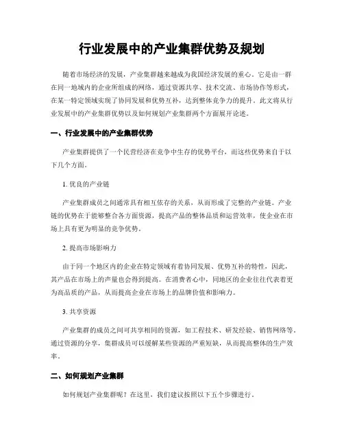 行业发展中的产业集群优势及规划