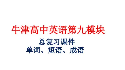 牛津高中英语模块九总复习课M9 Communicating with other cultures