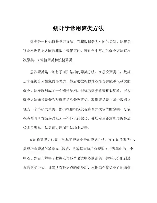 统计学常用聚类方法