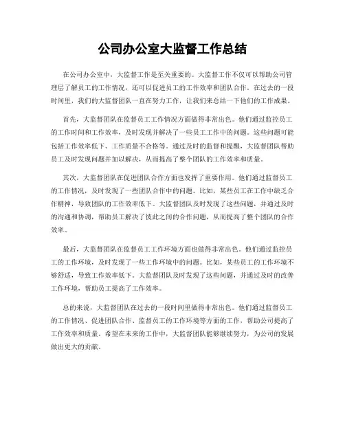 公司办公室大监督工作总结