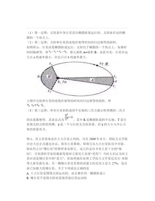 高中物理：开普勒定律的理解和运用问题