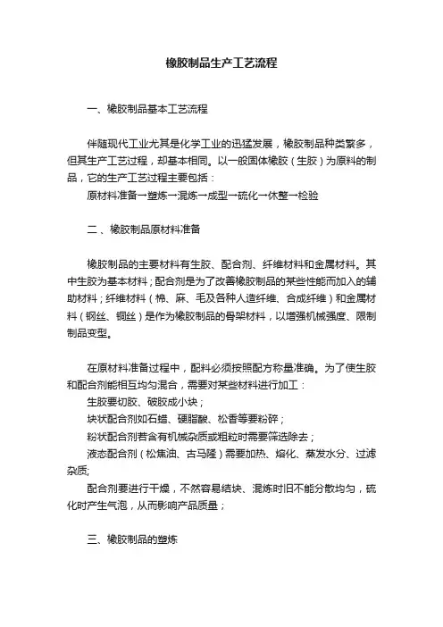 橡胶制品生产工艺流程