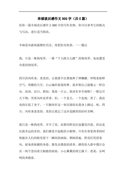 幸福读后感作文900字(共5篇)