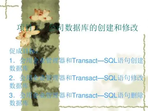 项目二 公司管理数据库的创建和修改