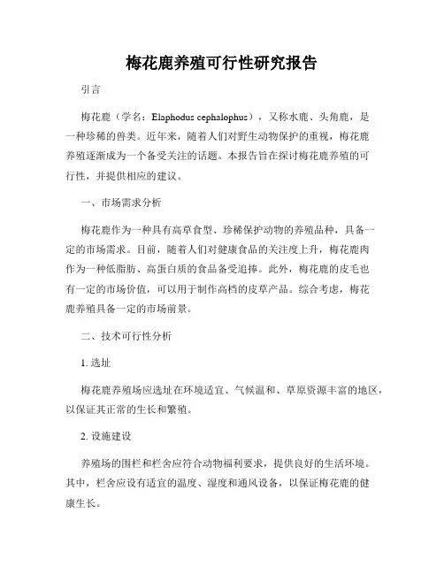 梅花鹿养殖可行性研究报告