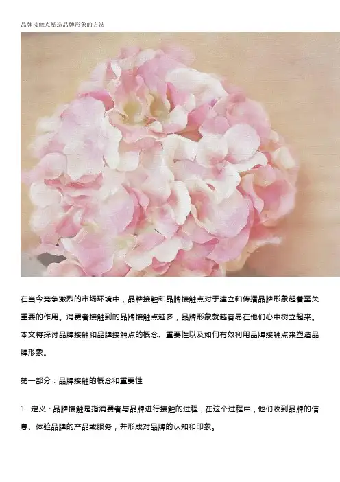 品牌接触点塑造品牌形象的方法