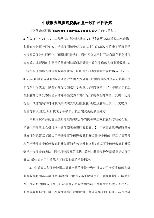 牛磺熊去氧胆酸胶囊质量一致性评价研究