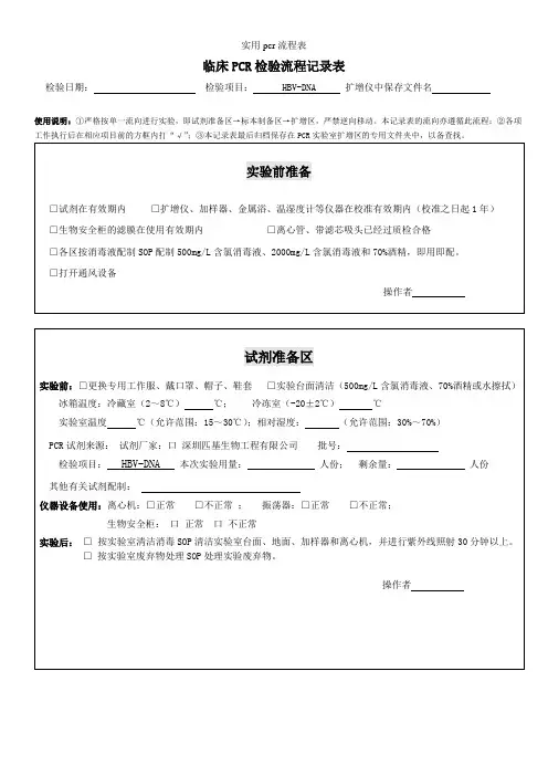 实用pcr流程表