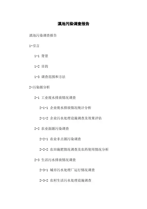 滇池污染调查报告
