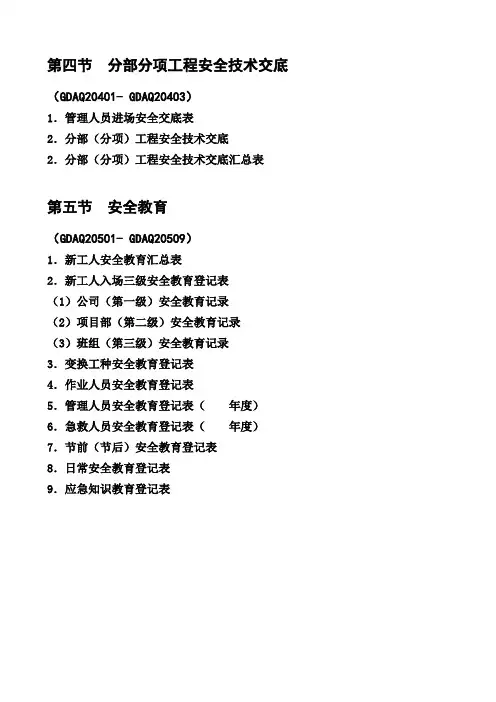2011广东省建筑施工安全管理资料统一用表--安全教育 2
