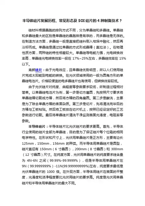 半导体硅片发展历程、常见形态及SOI硅片的4种制备技术？