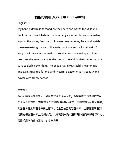 我的心愿作文六年级600字看海