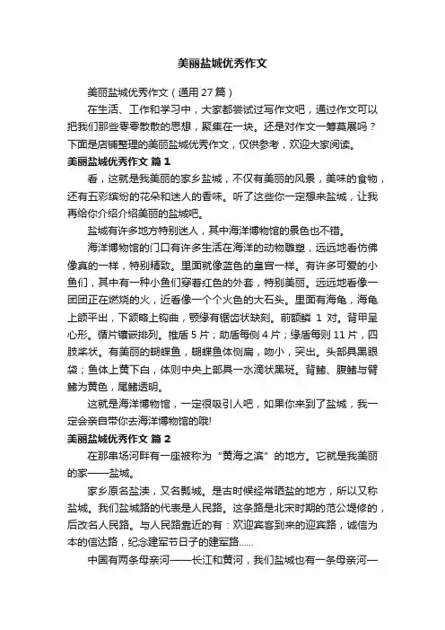 美丽盐城优秀作文