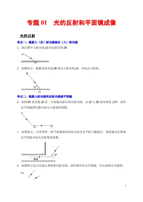 专题01  光的反射和平面镜成像的作图-作图精解精练
