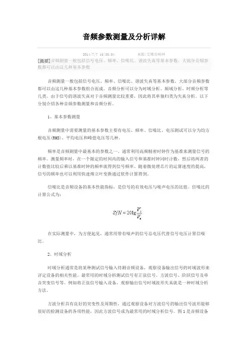 音频参数测量及分析详解