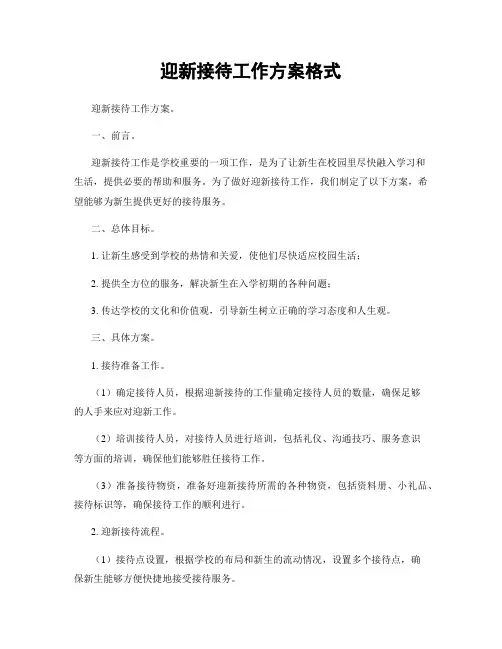 迎新接待工作方案格式