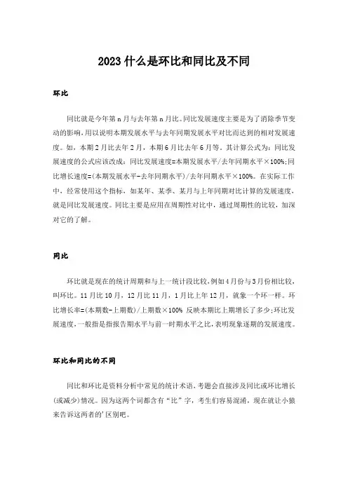 2023什么是环比和同比及不同