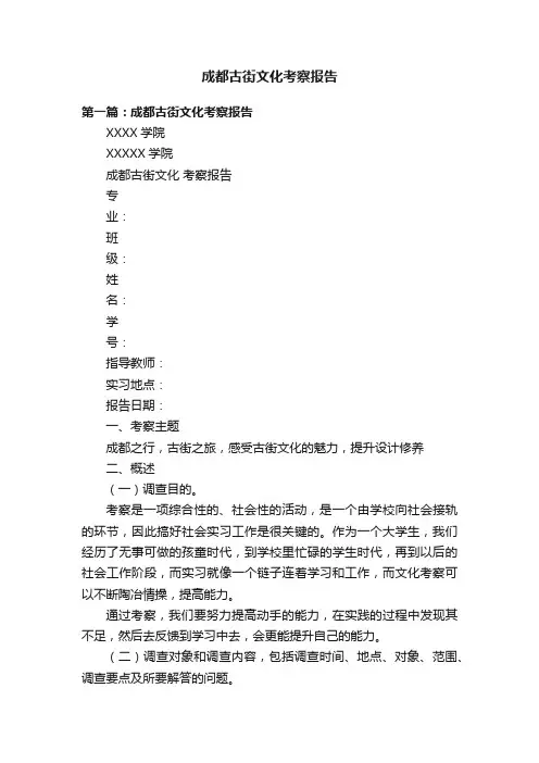 成都古街文化考察报告