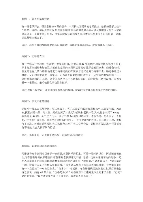 团队执行力的九大经典案例分析