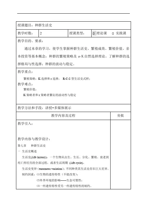 生态学：4 种群生活史
