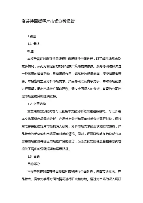 洛芬待因缓释片市场分析报告
