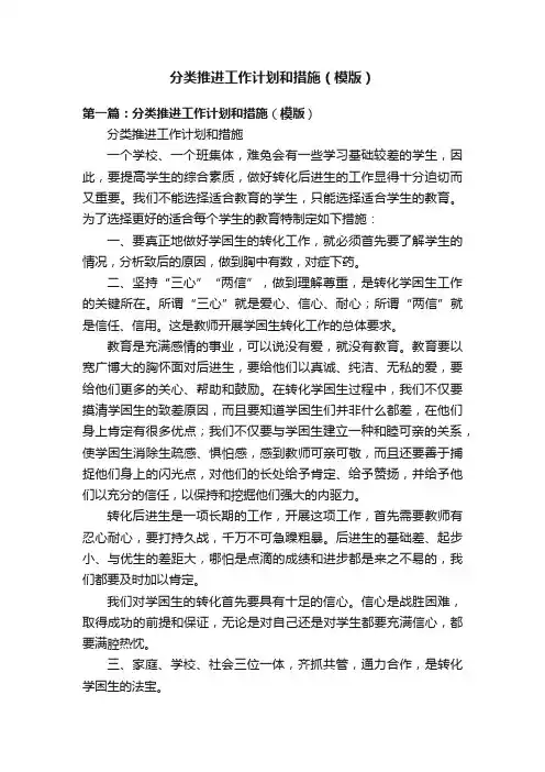 分类推进工作计划和措施（模版）