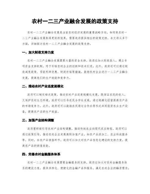 农村一二三产业融合发展的政策支持