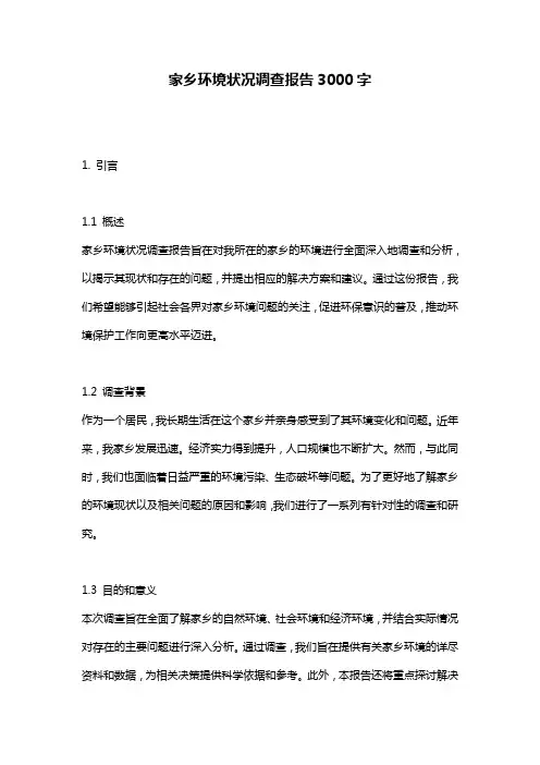家乡环境状况调查报告3000字