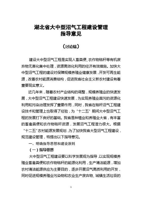 湖北省大中型沼气工程建设指