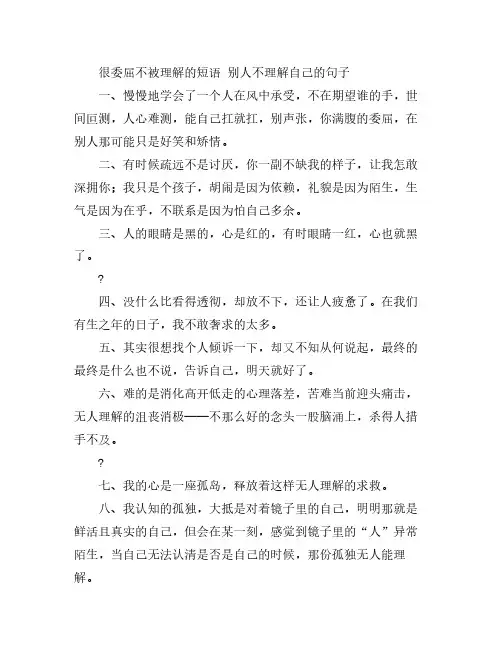 很委屈不被理解的短语 别人不理解自己的句子