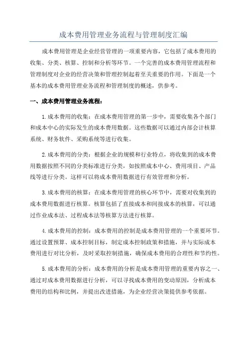 成本费用管理业务流程与管理制度汇编