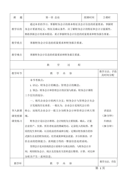 中级财务会计教案