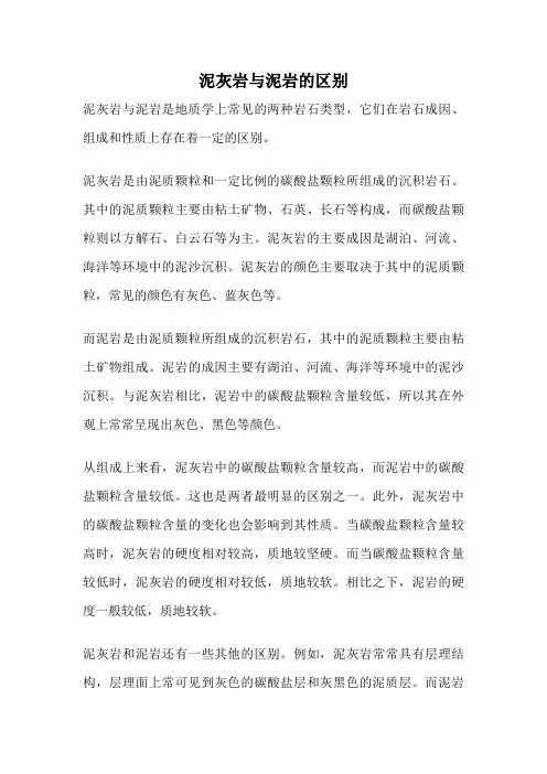 泥灰岩与泥岩的区别
