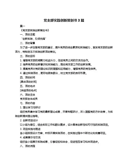 党支部实践创新策划书3篇