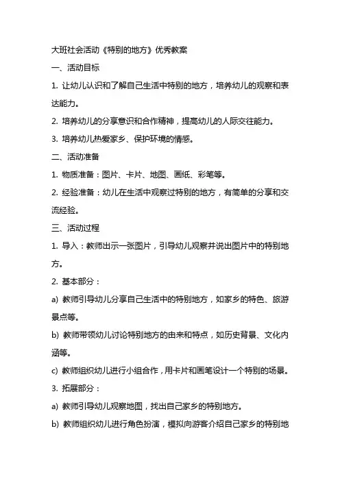 大班社会活动《特别的地方》教案