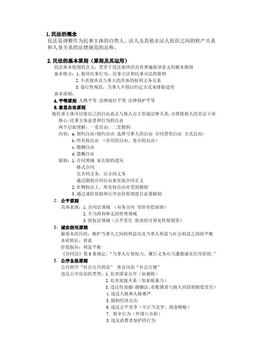 民法总论期末重点