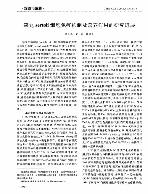 睾丸sertoli细胞免疫抑制及营养作用的研究进展