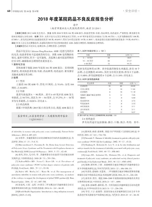 2018年度某院药品不良反应报告分析