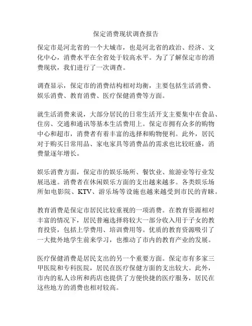 保定消费现状调查报告