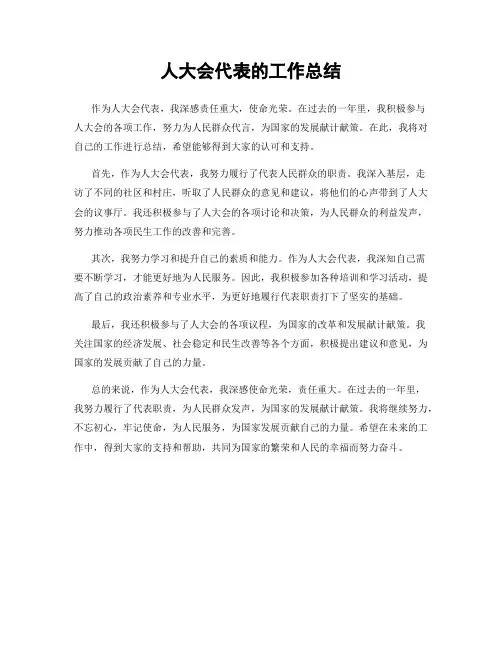 人大会代表的工作总结
