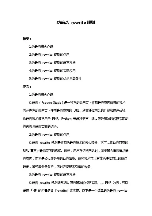 伪静态 rewrite规则