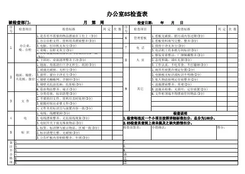 办公室8S检查表