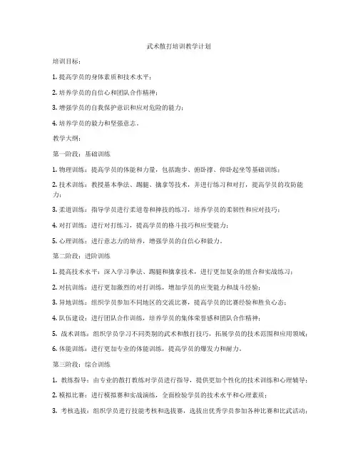 武术散打培训教学计划